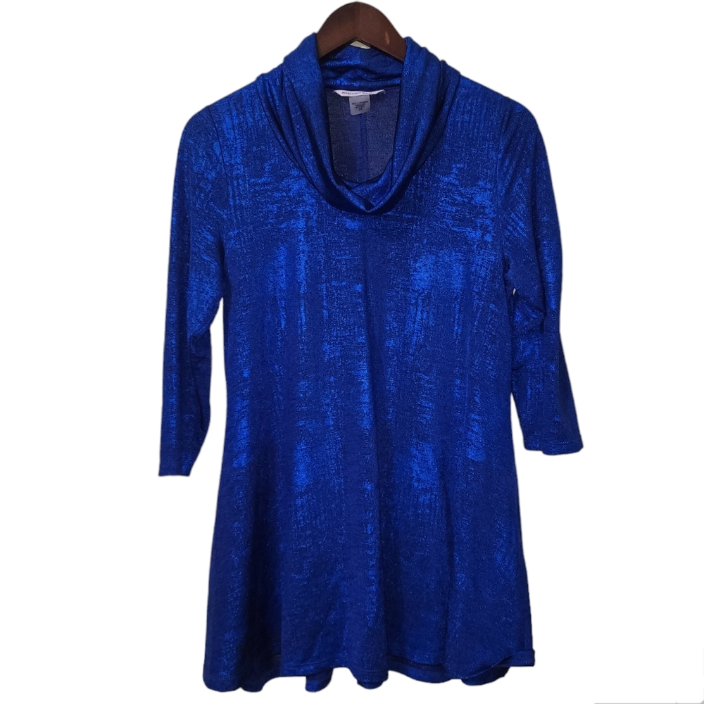 Blue Shimmering Alison Daley Cowl Necked Tunic